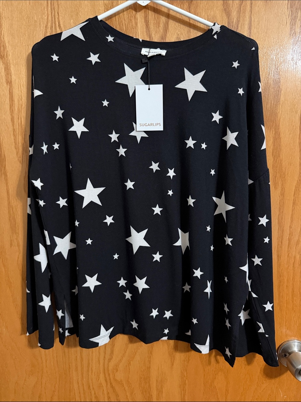 Sugarlips Black Star Print Long Sleeve Shirt